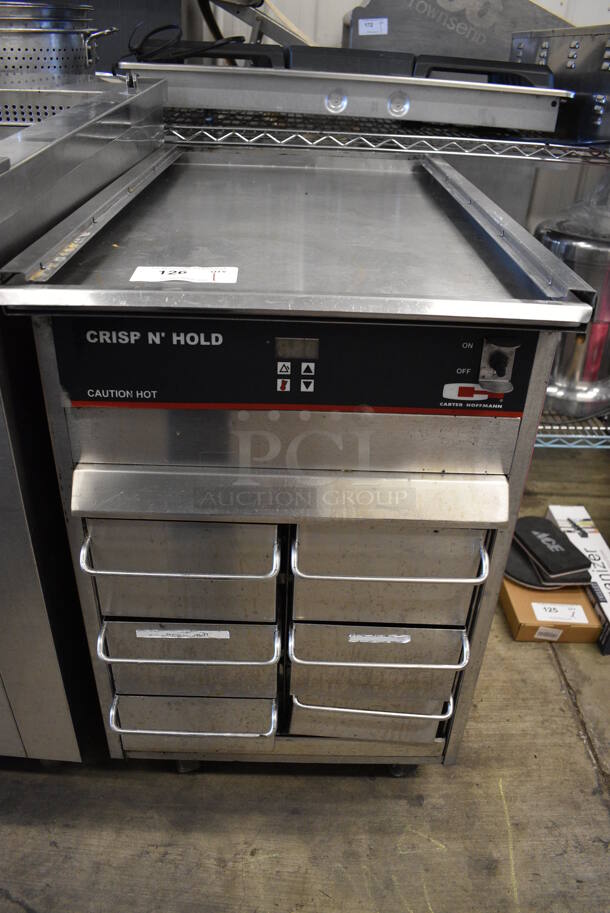 Carter Hoffmann Stainless Steel Commercial Counter w/ 6 Crisp N Hold Drawers on Commercial Casters. 115 Volts, 1 Phase. 20x33x33. Tested and Working!