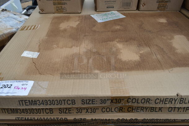 4 BRAND NEW SCRATCH AND DENT! Lancaster Table & Seating 3493030TCB 30" x 30" Laminated Square Table Top Reversible Cherry / Black. 4 Times Your Bid! - Image 2 of 5