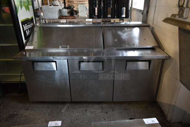 2017 True TSSU-72-30M-B-ST Stainless Steel Commercial Sandwich Salad Prep Table Bain Marie Mega Top on Commercial Casters. 115 Volts, 1 Phase. Tested and Working! - Image 1 of 8
