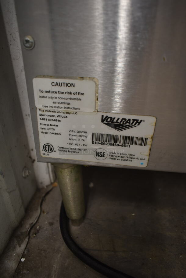 Vollrath SAA8003 Stainless Steel Commercial Countertop Electric Powered Cheese Melter. 208/240 Volts, 1 Phase. Unit Was Working When Removed. - Image 4 of 4