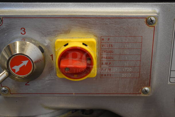 Axis AX-M30 Metal Commercial Floor Style 30 Quart Planetary Dough Mixer w/ Stainless Steel Mixing Bowl, Bowl Guard and Dough Hook Attachment. 110 Volts, 1 Phase. 22x25x44. Tested and Does Not Power On - Image 3 of 9