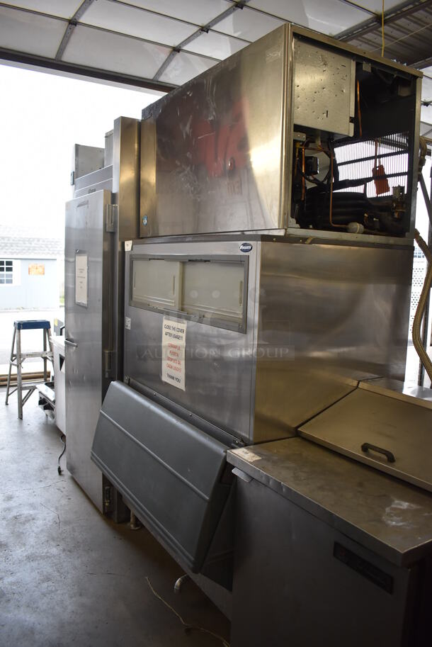 Hoshizaki KM-1301SWH Stainless Steel Commercial Ice Machine Head on Follett SG1300S-48 Stainless Steel Commercial Ice Bin. 208-230 Volts, 1 Phase. 48x38x92 - Image 2 of 6