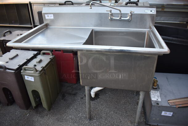 Stainless Steel Commercial Single Bay Sink w/ Left Side Drain Board, Faucet and Handles. 51x29x44. Bay 24x24x14 - Image 4 of 7