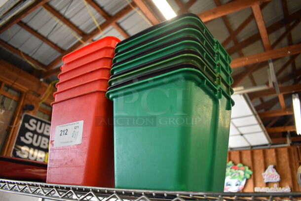 ALL ONE MONEY! Lot of 11 Poly Buckets; 6 Red and 5 Green. 8x8x8 - Image 3 of 3