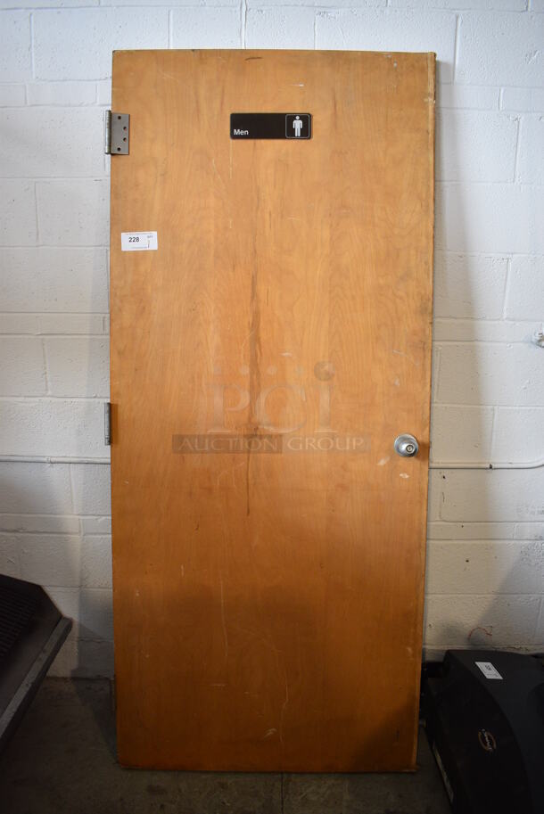 Wooden Door w/ Doorknob and 3 Hinges. 36x9x83