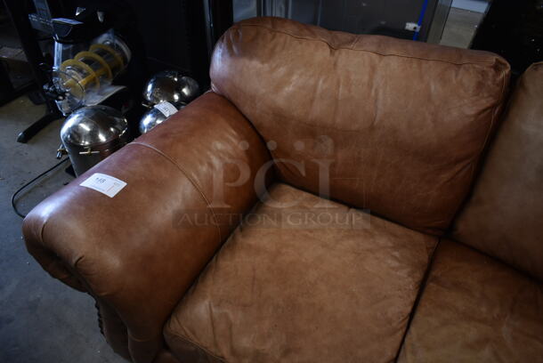 Brown 2 Seat Couch w/ Arm Rests. - Image 2 of 3