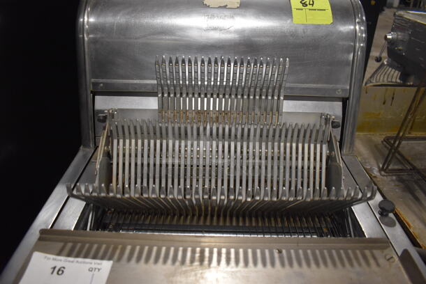 Berkel Metal Commercial Countertop Bread Loaf Slicer on Berkel 10S Metal Stand. 115 Volts, 1 Phase. 23.5x25x50.5. Tested and Does Not Power On - Image 4 of 7