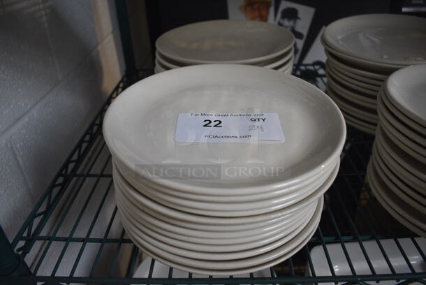 24 White Ceramic Plates. 9x9x1 24 Times Your Bid!
