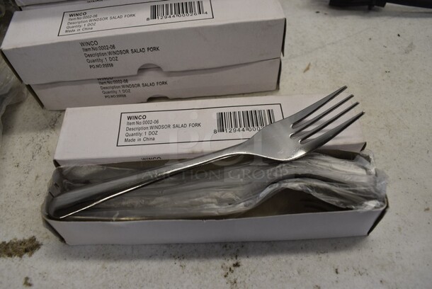 48 BRAND NEW IN BOX! Winco 0002-06 Stainless Steel Windsor Salad Fork. 6.25