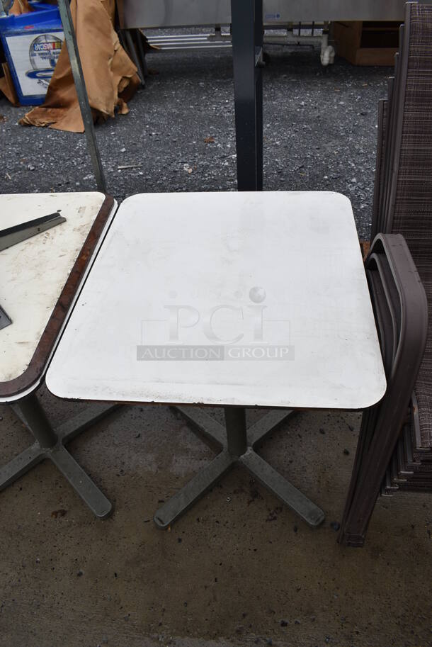 6 Ikea White Tables on Metal Table Base. 24x28x29.5. 6 Times Your Bid! - Image 6 of 6