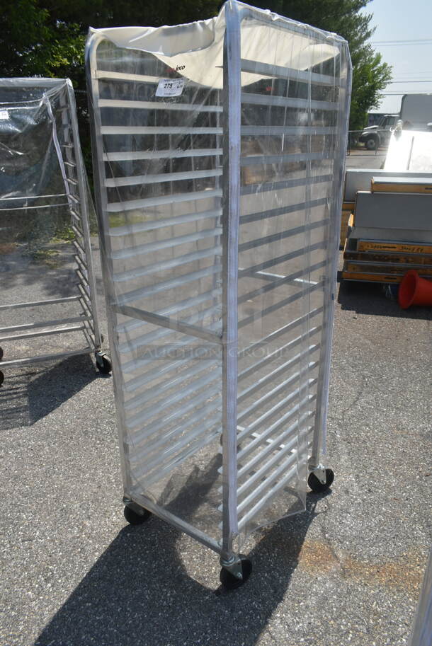 Metal Commercial Pan Transport Rack w/ Clear Cover on Commercial Casters. - Image 3 of 4