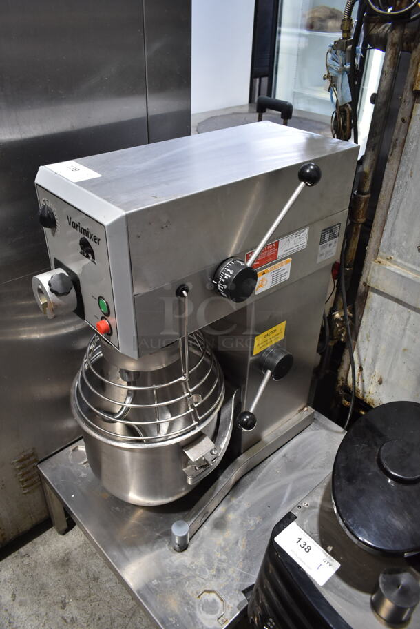 Varimixer W20 Metal Commercial Countertop 20 Quart Planetary Dough Mixer w/ Stainless Steel Mixing Bowl, Bowl Guard and Dough Hook Attachment on Equipment Stand. 110 Volts, 1 Phase. Tested and Working! - Image 2 of 6