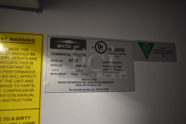 Arctic Air AF23 Stainless Steel Commercial Single Door Reach In Freezer w/ Poly Coated Racks on Commercial Casters. 115 Volts, 1 Phase. Tested and Working! - Image 6 of 6