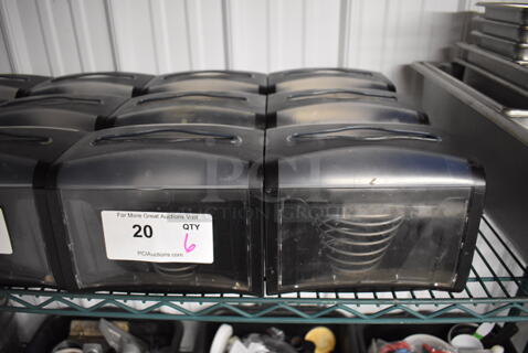 6 Tork Black and Clear Poly Napkin Dispensers. 8x6x6. 6 Times Your Bid!