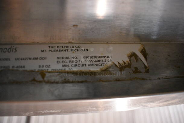 Delfield UC4427N-6M-DD1 Stainless Steel Commercial Prep Table on Commercial Casters. Lid is Sealed Shut. 115 Volts, 1 Phase. 32x32x35. Tested and Does Not Power On - Image 5 of 7