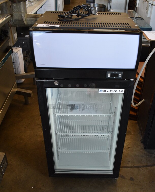 BRAND NEW SCRATCH AND DENT! Beverage Air Model CTF3-1-B Metal Commercial Single Door Countertop Mini Cooler Merchandiser. 115 Volts, 1 Phase. 19x19.5x40.5. Tested and Working!