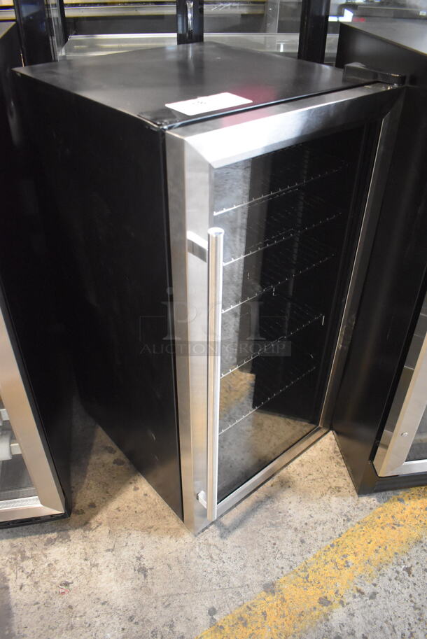 BRAND NEW SCRATCH AND DENT! Whynter BR-130SB Stainless Steel Floor Style Electric Powered  Black Cabinet With Glass Door Trimmed In Stainless Steel Beverage Refrigerator And 120 Can Capacity.115V. Tested and Working!  - Image 2 of 5