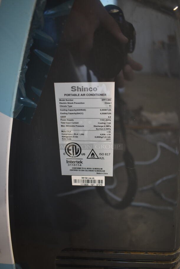 2022 Shinco SPF1-08C Portable Air Conditioner. 8,000 BTU. 115 Volts, 1 Phase. Cannot Test - Unit Trips Breaker - Image 3 of 4