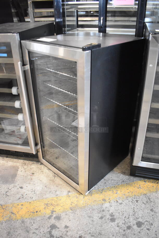 BRAND NEW SCRATCH AND DENT! Whynter BR-130SB Stainless Steel Floor Style Electric Powered  Black Cabinet With Glass Door Trimmed In Stainless Steel Beverage Refrigerator And 120 Can Capacity.115V. Tested and Working!  - Image 3 of 5