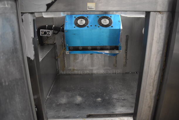 Leader Stainless Steel Commercial Prep Table w/ Glass Sneeze Guard, Various Drop In Bins on Commercial Casters. 115 Volts, 1 Phase. 72x33x55. Tested and Does Not Power On - Image 7 of 9