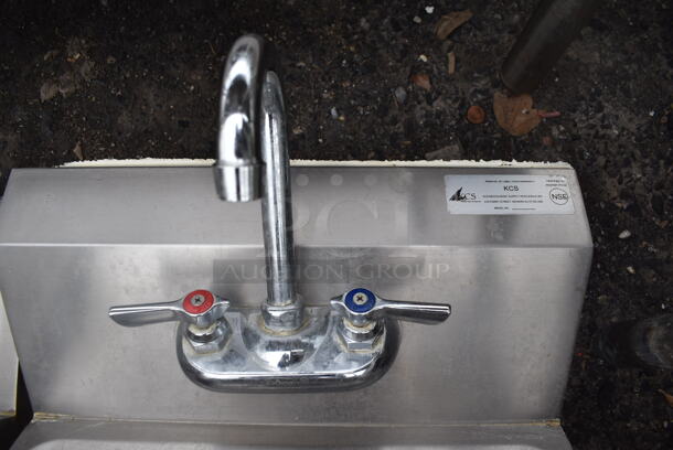 Stainless Steel Single Bay Wall Mount Sink w/ Faucet and Handles. 17x17x24 - Image 4 of 6