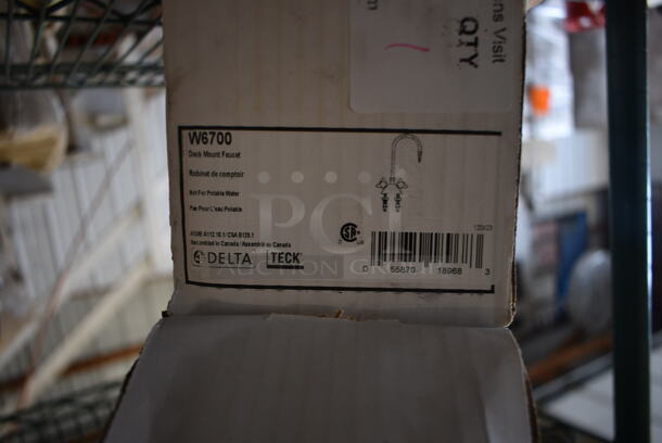 LIKE NEW! Delta Faucet W6700 Deck-Mounted Laboratory Faucet with 6" Rigid / Swivel Gooseneck Spout and Dual 2 Arm Handles - Image 2 of 5