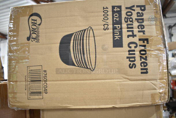 PALLET LOT of 30 BRAND NEW Boxes Including Choice 1 oz Portion Cups, Choice 2 oz Portion Cups, 500CC20 Choice Clear PET Customizable Plastic Cold Cup - 20 oz. - 600/Case, 395RP09 EcoChoice Compostable Sugarcane / Bagasse 9" Plate - 500/Case, 127CH64 Choice 64 oz. Clear RPET Hinged Deli Container - 200/Case, 760BB12 Carnival King 12 oz. Clear Plastic Banana Split Boat - 500/Case, 267810001G Acopa Phoenix Gold 6 1/2" 18/0 Stainless Steel Forged Teaspoon - 12/Case, 2 Box Choice PET Plastic Lid for 1.5 to 2.5 oz. Souffle Cup / Portion Cup - 2500/Case, 5002TPJ Lavex 2-Ply 720' Universal Jumbo Toilet Paper Roll with 9" Diameter - 12/Case, 50010C Choice 10 oz. Coffee Print Poly Paper Hot Cup - 1000/Case, 760IC04P Choice 4 oz. Pink Paper Frozen Yogurt / Food Cup - 1000/Case, 2 Box 129MCS12B Choice 12 oz. Black 6" x 4 3/4" x 1 3/4" Rectangular Microwavable Heavy Weight Container with Lid - 150/Case, 127RD16BULK  Choice 16 oz. Customizable Microwavable Translucent Round Deli Container - 500/Case, 3 Box 127SB32COMBO Choice 32 oz. Clear Plastic Salad Bowl with Lid - 150/Case, 500CC32p Clear PET Plastic Cold Cup - 32 oz., 129MCR50B Choice 43 oz. Black Round Microwavable Heavy Weight Container with Lid 9" - 150/Case. 30 Times Your Bid!  - Image 11 of 12