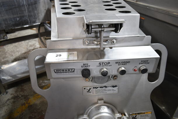 Hobart MG2032 Metal Commercial Floor Style Electric Powered Meat Mixer Grinder on Commercial Casters. 208 Volts, 3 Phase. Tested and Working! - Image 4 of 7