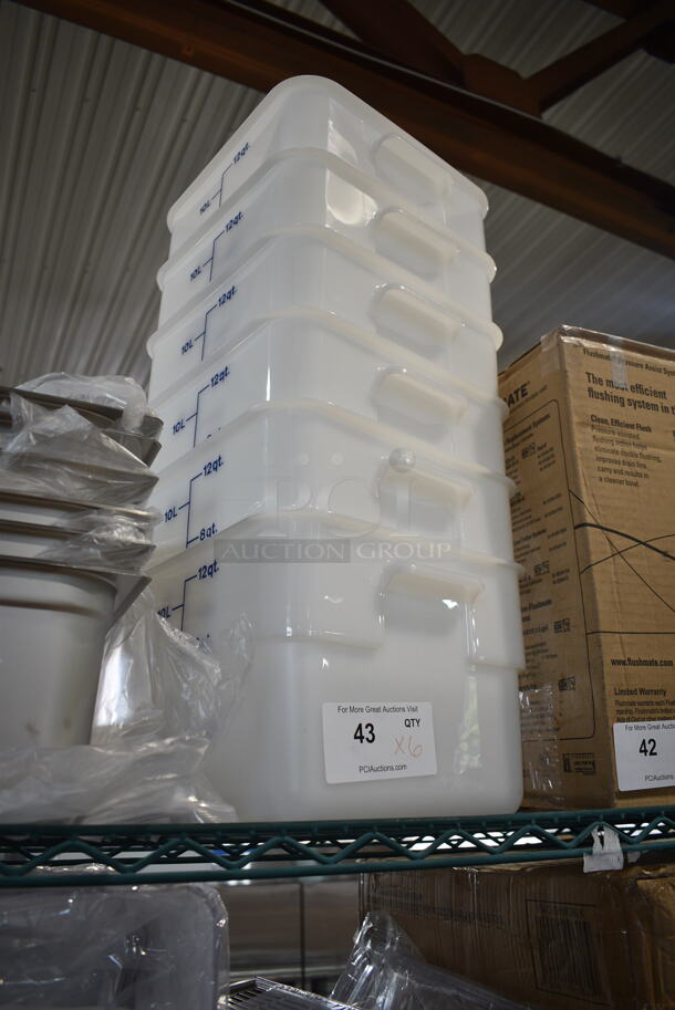 Lot of 6 BRAND NEW SCRATCH AND DENT! Cambro 21412SFSP CamSquares® 12 Qt. White Square Polyethylene Food Storage Container - Image 3 of 5