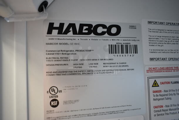 2019 Habco SE18HC Metal Commercial Single Door Reach In Cooler Merchandiser w/ Poly Coated Racks. 115 Volts, 1 Phase. Tested and Working! - Image 3 of 3