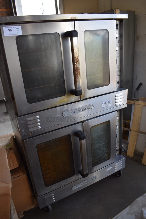 2 Southbend Stainless Steel Commercial Natural Gas Powered Full Size Convection Ovens w/ View Through Doors, Metal Oven Racks and Thermostatic Controls. 38x36x64. 2 Times Your Bid! - Image 4 of 9