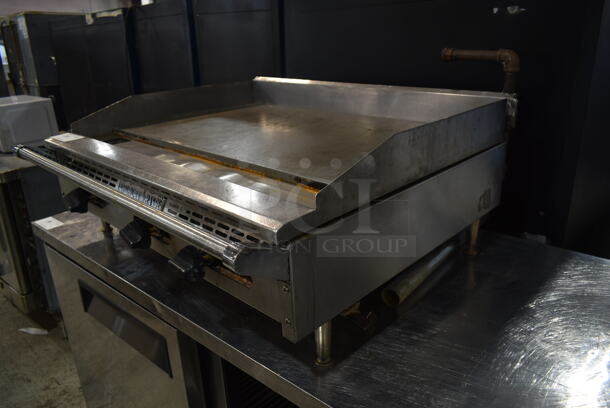 American Range Stainless Steel Commercial Countertop Natural Gas Powered Flat Top Griddle.  - Image 4 of 4