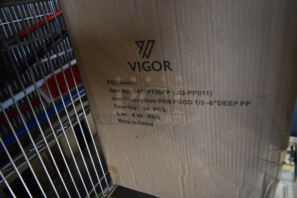 2 Boxes of 24 BRAND NEW! Vigor 247FP136PP 1/3 Size 6" Deep Translucent Polypropylene Food Pan. 2 Times Your Bid!  - Image 5 of 5
