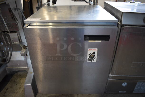 Delfield Model 406CA Stainless Steel Commercial Single Door Undercounter Cooler on Commercial Casters. 115 Volts, 1 Phase. 27x28x32. Tested and Powers On But Does Not Get Cold