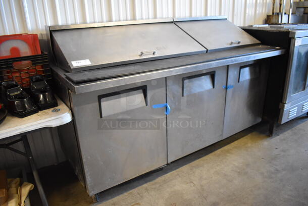 2015 True TSSU-72-30M-B-ST Stainless Steel Commercial Pizza Prep Table on Commercial Casters. 115 Volts, 1 Phase. 72x34.5x46. Tested and Working! - Image 2 of 10