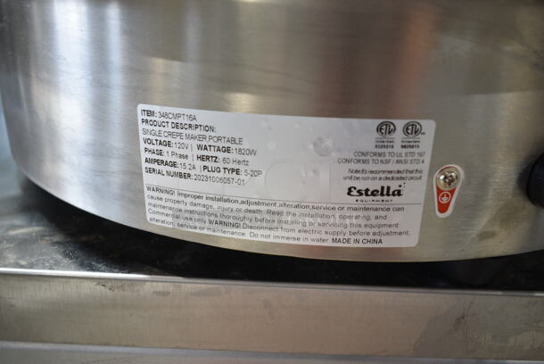 2023 Estella 348CMPT16A Stainless Steel Commercial Countertop Crepe Maker. 120 Volts, 1 Phase. Tested and Working! - Image 4 of 4