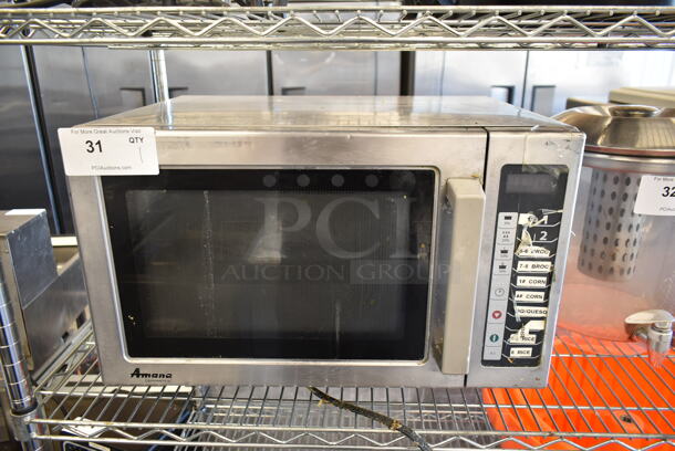 2017 Amana RCS10TS Stainless Steel Commercial Countertop Microwave Oven. 120 Volts, 1 Phase.  - Image 1 of 5