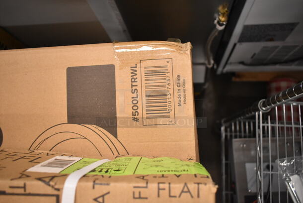 PALLET LOT OF 32 BRAND NEW Boxes Including 2 Box Choice Oblong Plastic Dome Lid, 347RP6WHGLD Visions 6" White Plastic Plate with Gold Lattice Design - 150/Case, 2 Box Choice Deli Container, 500TO993C3 9" x 9" x 3" Microwaveable 3-Compartment Black / Clear Plastic Hinged Container, 271VC5252SBK Intedge 52" x 52" Black Solid Vinyl Table Cover with Flannel Back, 178NLE10CN Compressor, 17828026SC Starting Capaci, 17828015PS Protector, 17828002C Compressor Cover, 3 Box 433NHTBIO EcoChoice 1/6 Standard Size Biodegradable Standard-Duty Plastic T-Shirt Bag - 500/Case, 357FBT2068A0 BASE & TOP PLATE - KT22 BLK 2/PK, 2 Box 485WPJ7BK EcoChoice 7 3/4" Jumbo Black Wrapped Paper Straw - 3200/Case. 32 Times Your Bid! - Image 9 of 12