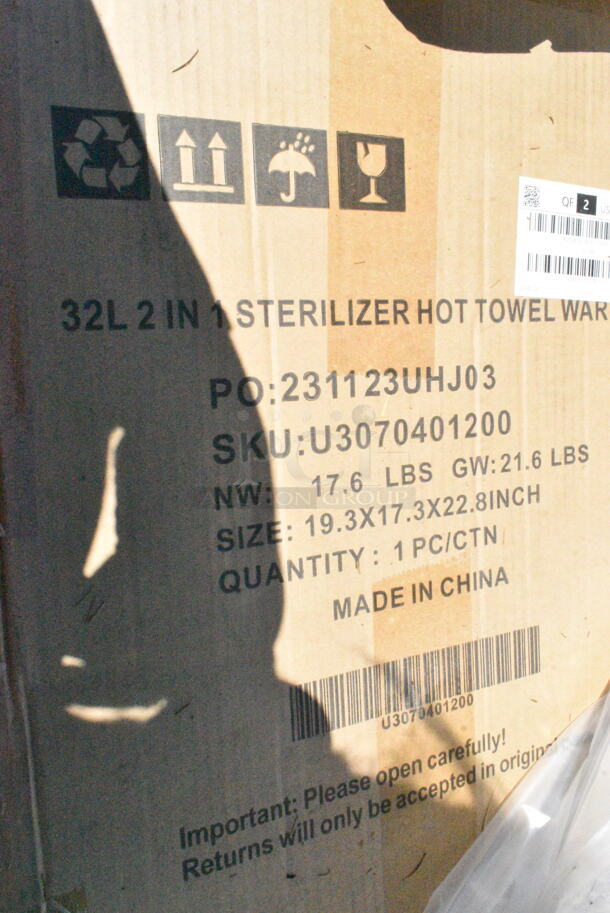 20 BRAND NEW Boxes Including 2in1 Sterilizer Hot Towel Warmer, 433MSLCPIE Choice 5" Clear Hinged Slice Container with Medium Dome Lid - 300/Case, 130WFORK Medium Weight White Plastic Fork, Banquet Rolls. 20 Times Your Bid! - Image 11 of 12