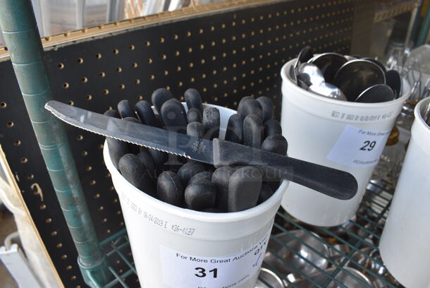ALL ONE MONEY! Lot of Metal Serrated Knives in Poly Bin. 8.5" - Image 1 of 2