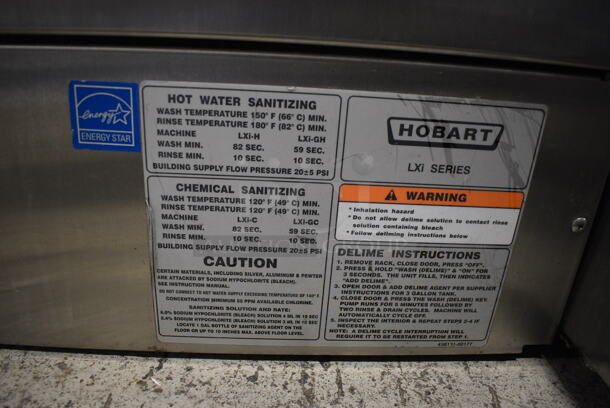 Hobart LXIH ENERGY STAR Stainless Steel Commercial Floor Style Undercounter Hi Temp High Temperature Dishwasher. 120-208-240 Volts, 1 Phase. 24x25x34 - Image 7 of 7