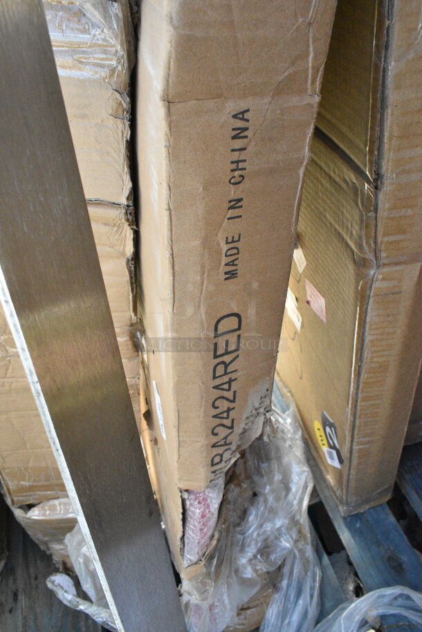 BRAND NEW SCRATCH AND DENT! Lancaster Table & Seating 164BA2424RED Alloy Series 24" x 24" Ruby Red Bar Height Outdoor Table. May Be Missing Pieces.  - Image 6 of 6