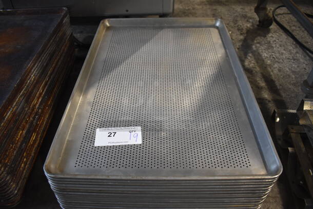 19 Metal Perforated Full Size Baking Pans. 18x26x1. 19 Times Your Bid! - Image 1 of 3
