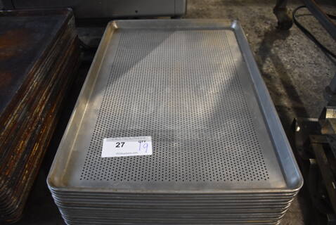 19 Metal Perforated Full Size Baking Pans. 18x26x1. 19 Times Your Bid!