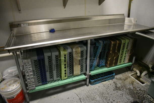 Eagle Stainless Steel Commercial Left Side Clean Side Dishwasher Table w/ Under Shelf and Dish Caddies. 96x30x44.5 BUYER MUST REMOVE. (kitchen)   - Image 1 of 6