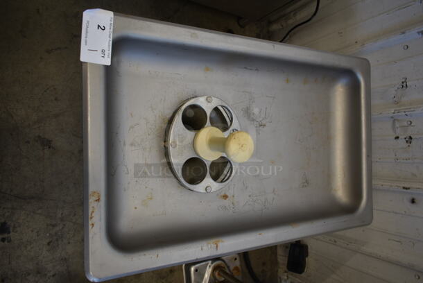 LATE MODEL! Hobart 4822 Stainless Steel Commercial Countertop Meat Grinder w/ Tray and Pusher. 120 Volts, 1 Phase. Tested and Working! - Image 2 of 5
