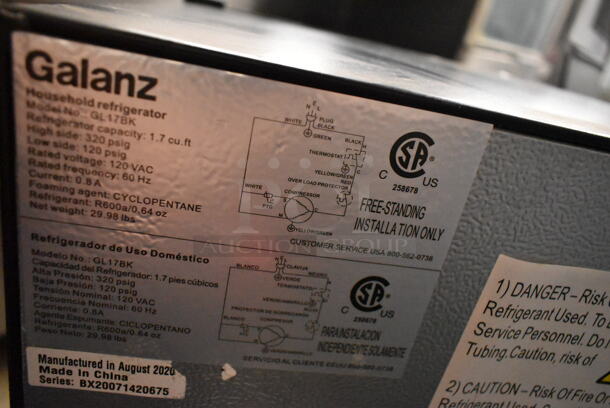 Galanz GL17BK Metal Mini Cooler. 115 Volts, 1 Phase. Tested and Powers On But Does Not Get Cold
 - Image 4 of 5