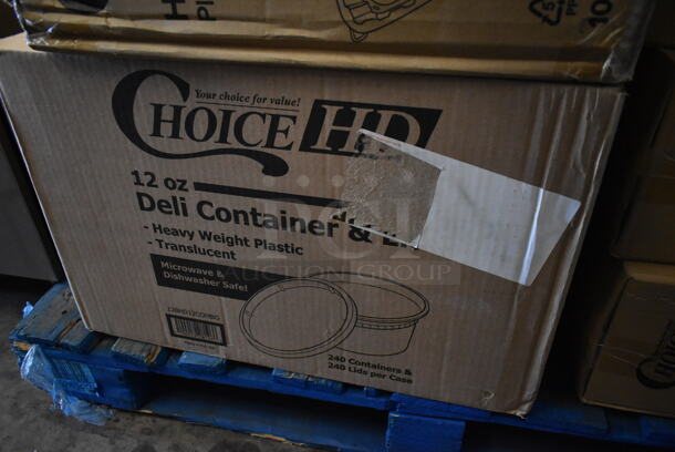PALLET LOT of 13 BRAND NEW! Boxes Including 500TO993 Choice 9" x 9" x 3" Microwavable 1-Compartment Black / Clear Plastic Hinged Container - 100/Case, Solo Ultra Clear&#8482; 5C 5 oz. Clear PET Plastic Cold Cup - 2500/Case, 3 Box 612LOB15LBDC Choice 1.5 lb. Deep Oblong Foil Take-Out Container with Board Lid - 250/Case, 128HD12COMBO ChoiceHD 12 oz. Microwavable Translucent Plastic Deli Container and Lid Combo Pack - 240/Case, Dart Foam Hinged Lid Container. 13 Times Your Bid! - Image 5 of 6