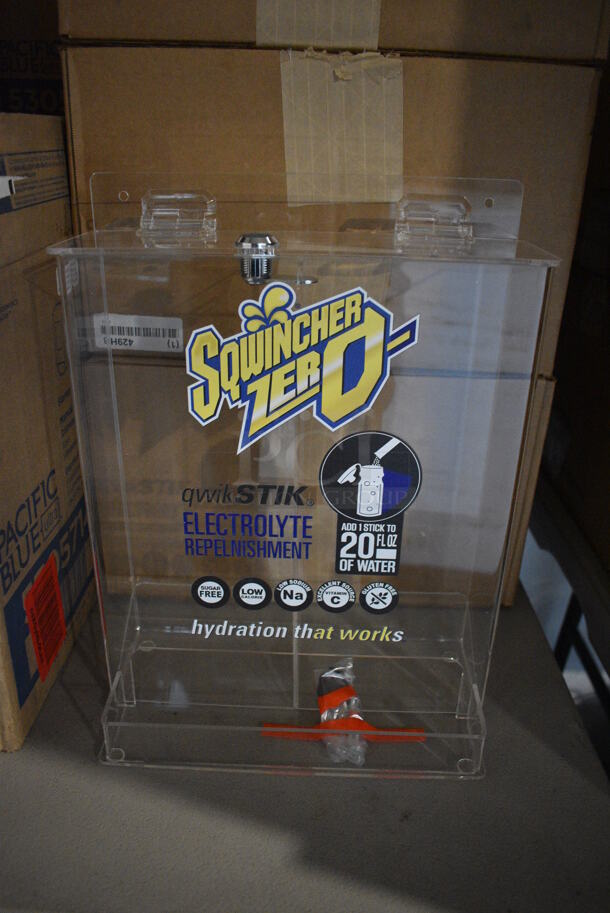 4 BRAND NEW! Sqwincher Zero Clear Poly Electrolyte Replenishment Merchandiser. 10x5x12. 4 Times Your Bid!