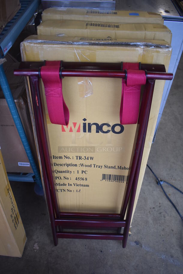 4 BRAND NEW IN BOX! Winco TR-34 W Wooden Tray Stands. 18.5x17x32. 4 Times Your Bid!
